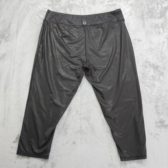 Pro Player Pants Womens 3X Black Shiny Iridescent Cropped Leggings Workout Yoga - Picture 3 of 10